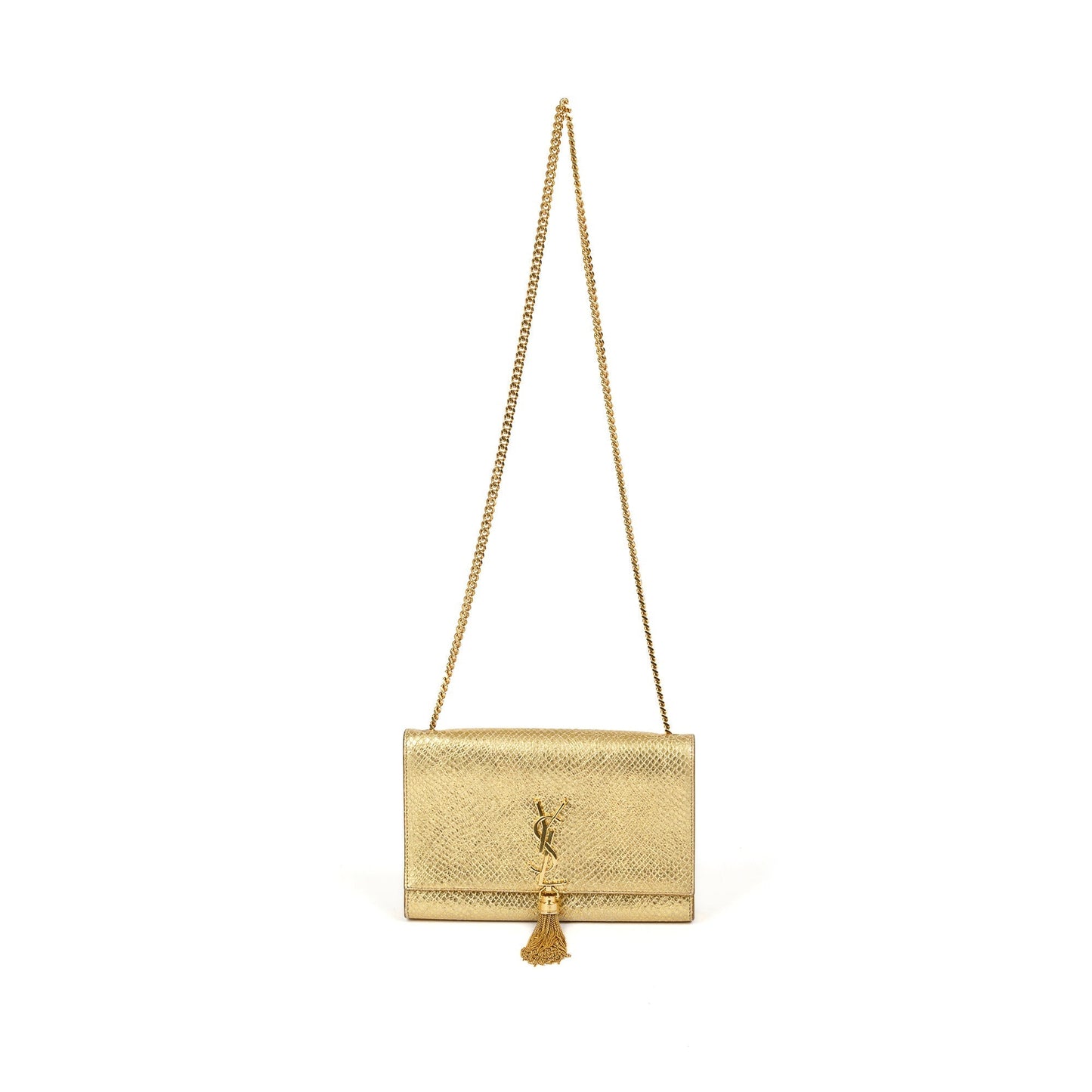 Saint Laurent Medium Python-Embossed Kate Monogram Tassel Bag