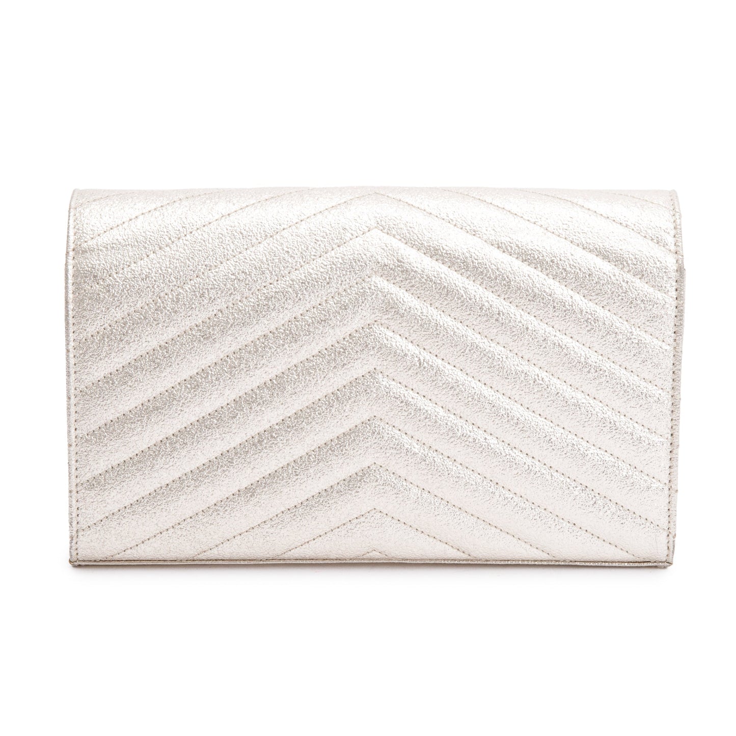 Saint Laurent Metallic Gold Grain De Poudre Leather Cassandre Matelasse Chain Wallet
