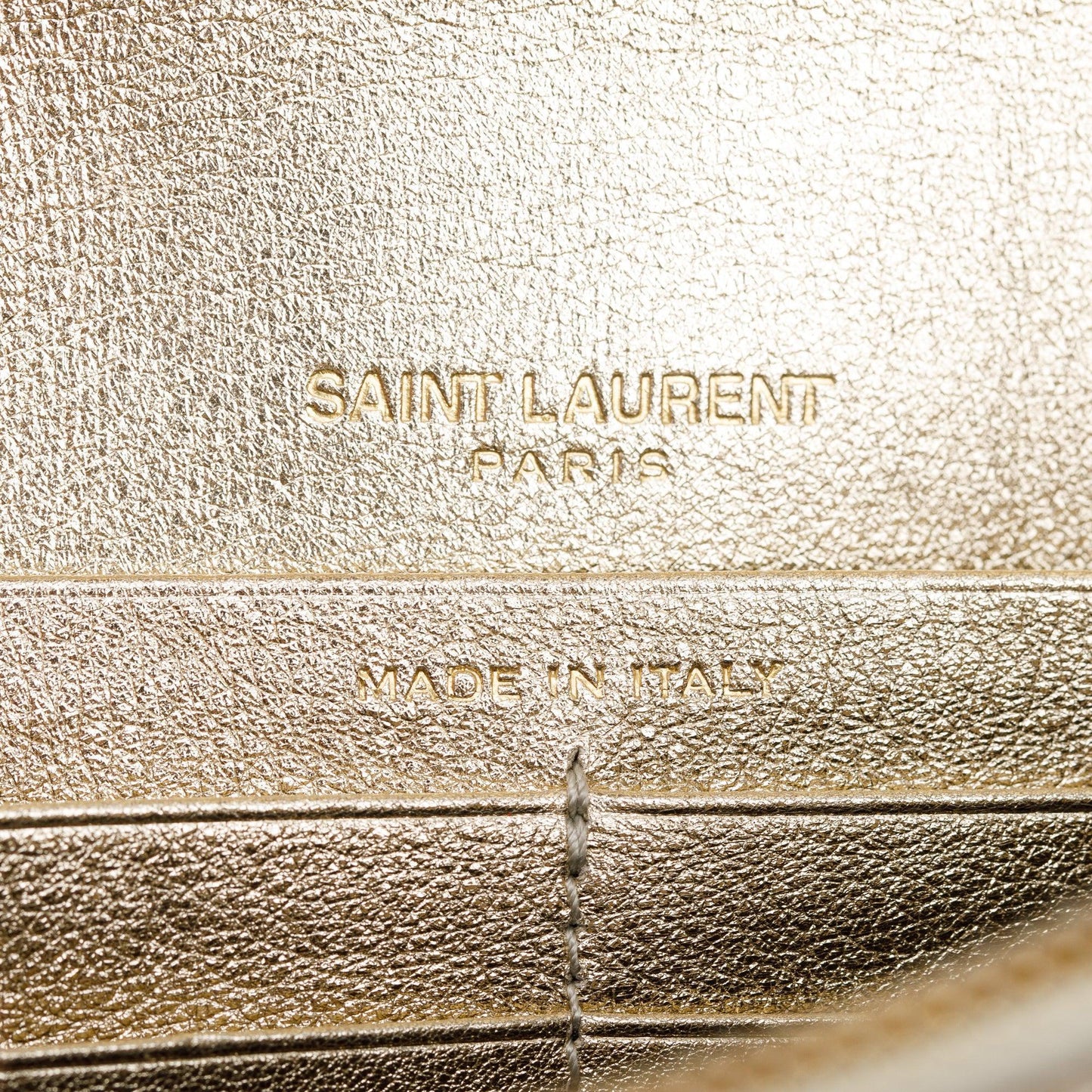 Saint Laurent Metallic Gold Leather Cassandre Envelope Chain Wallet