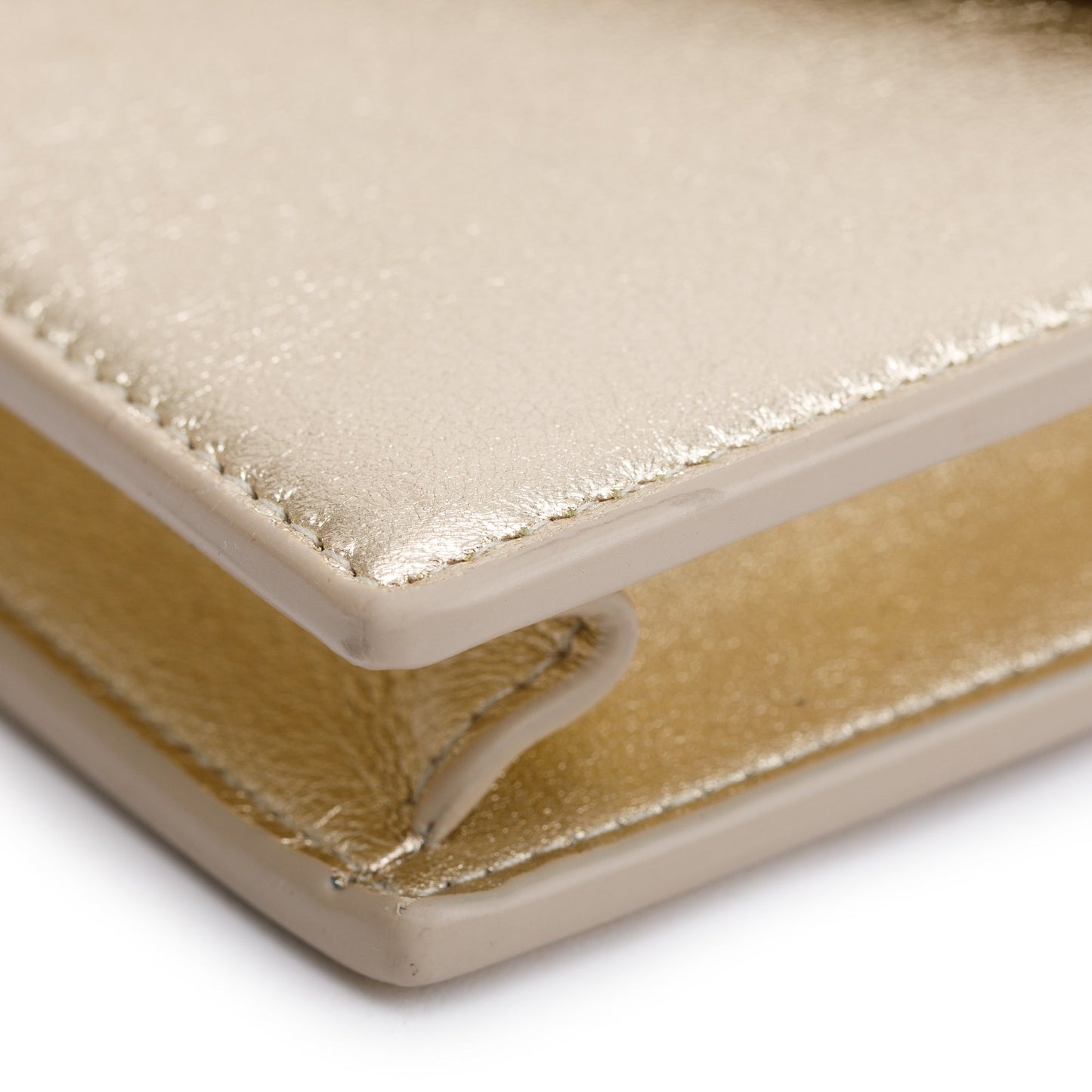 Saint Laurent Metallic Gold Leather Cassandre Envelope Chain Wallet