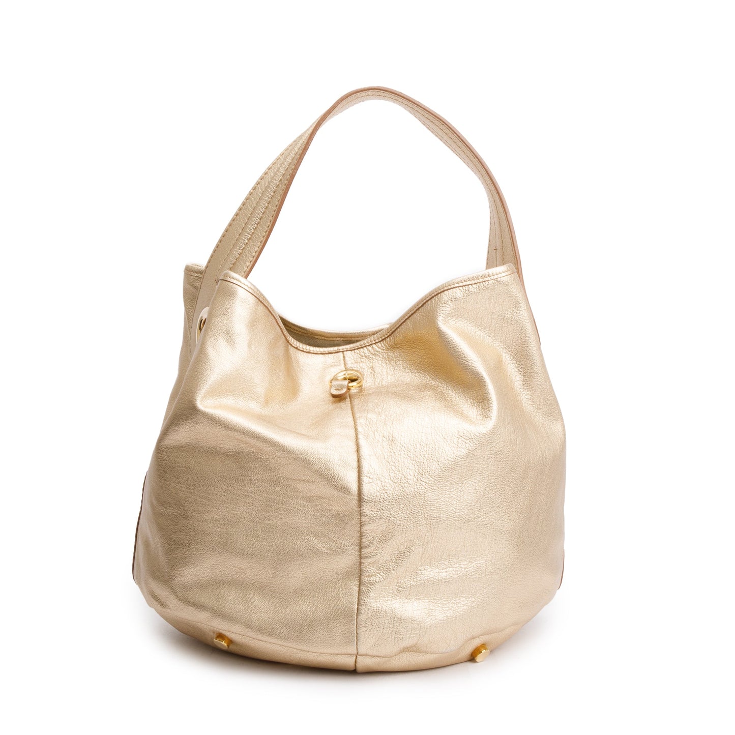 Saint Laurent Metallic Gold Patent Leather Capri Bucket Bag