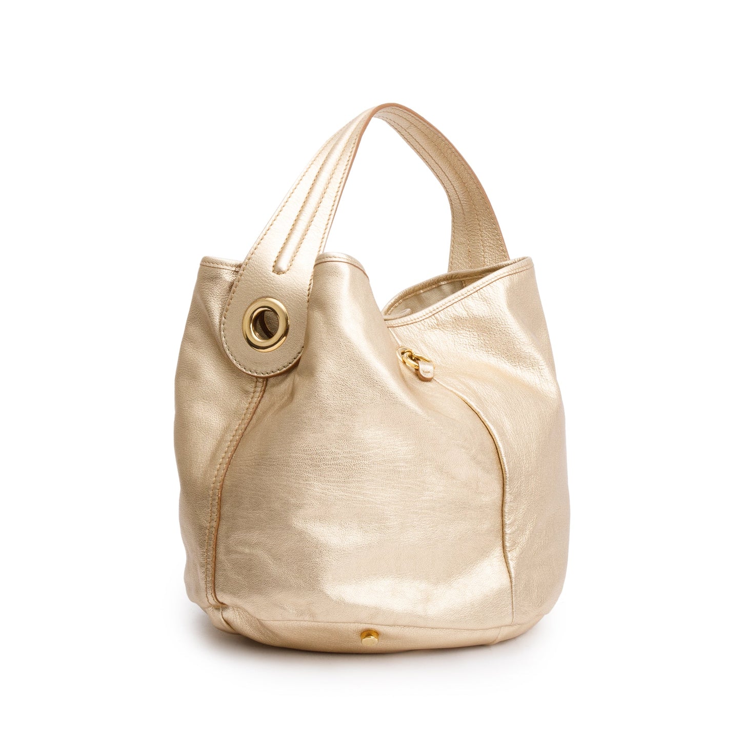 Saint Laurent Metallic Gold Patent Leather Capri Bucket Bag