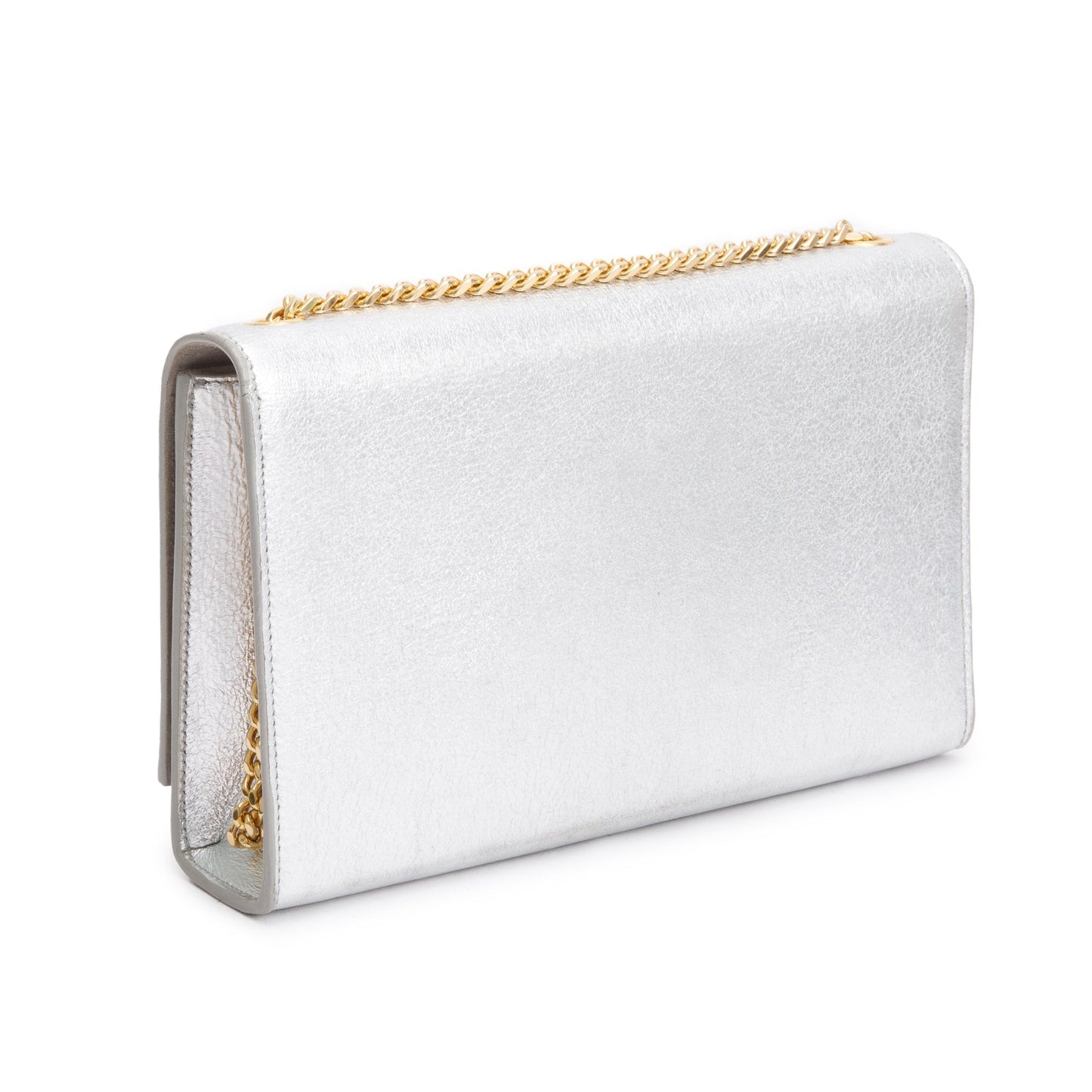 Saint Laurent Metallic Silver Leather Medium Kate Tassel Bag