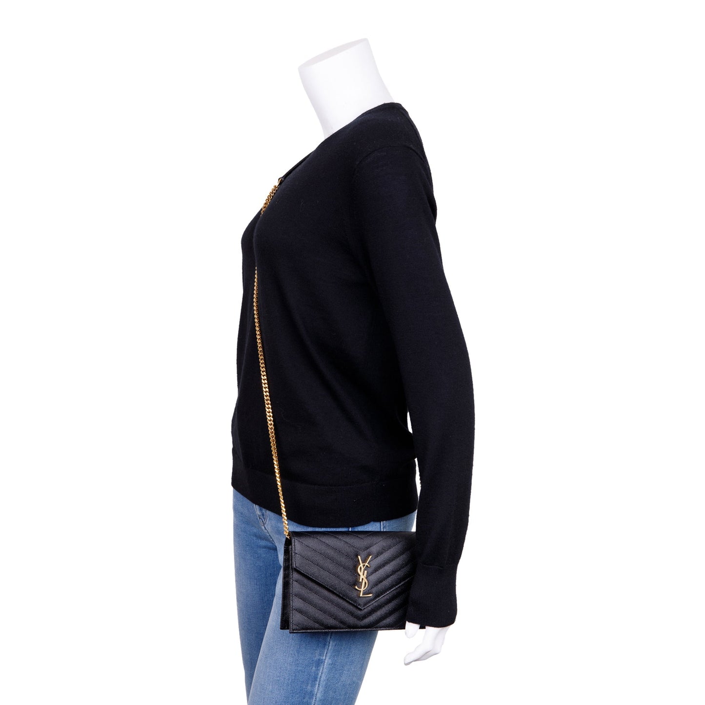 Saint Laurent Monogram Matelasse Envelope Chain Wallet
