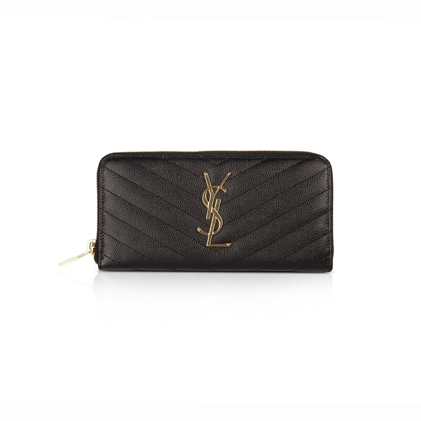 Saint Laurent Monogram Zip Around Leather Wallet