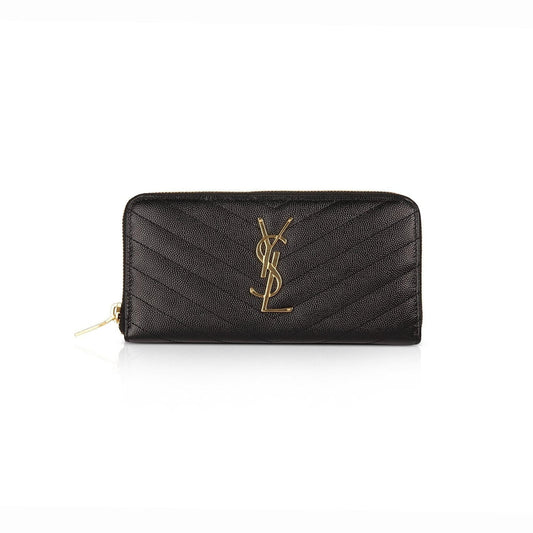 Saint Laurent Monogram Zip Around Leather Wallet