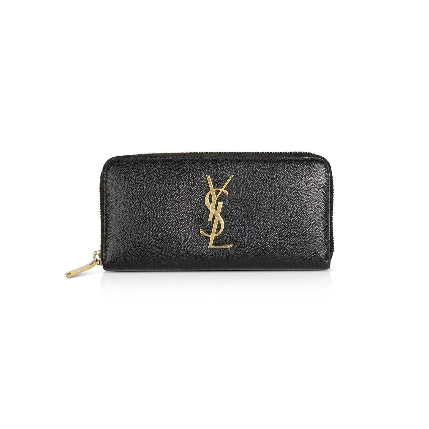 Saint Laurent Monogram Zip-Up Leather Wallet