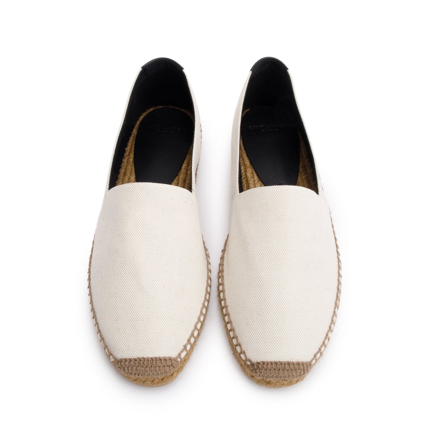 Saint Laurent Natural Beige Canvas Espadrilles, Size 45