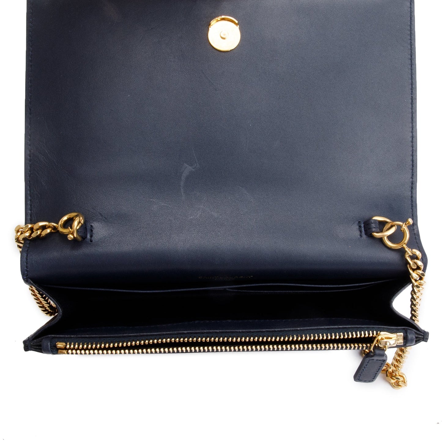 Saint Laurent Navy Calfskin Leather Kate Tassel Wallet on Chain