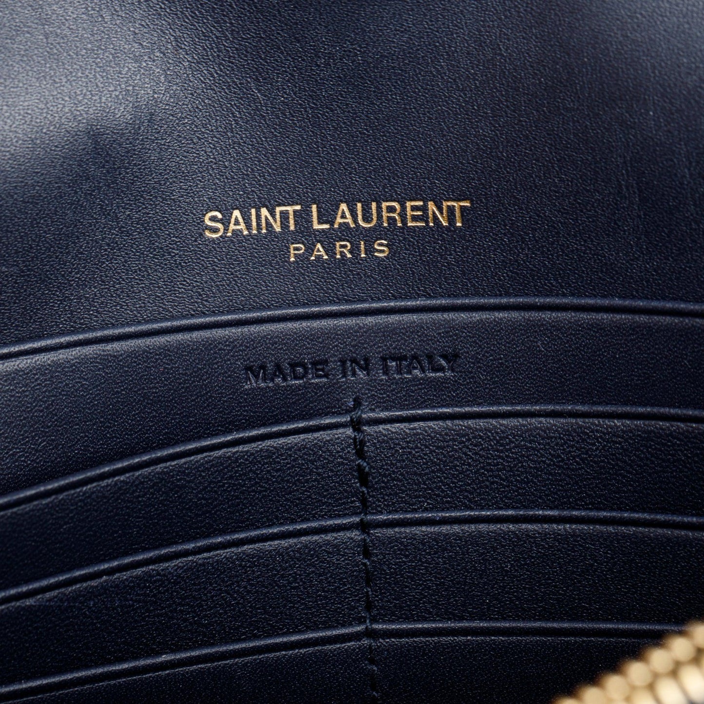 Saint Laurent Navy Calfskin Leather Kate Tassel Wallet on Chain