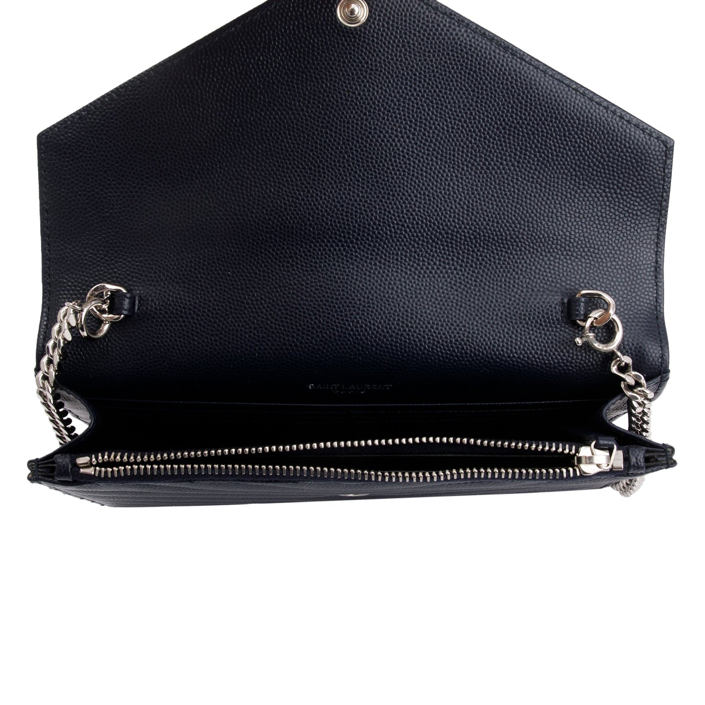 Saint Laurent  Navy Cassandre Matelasse Envelope Chain Wallet