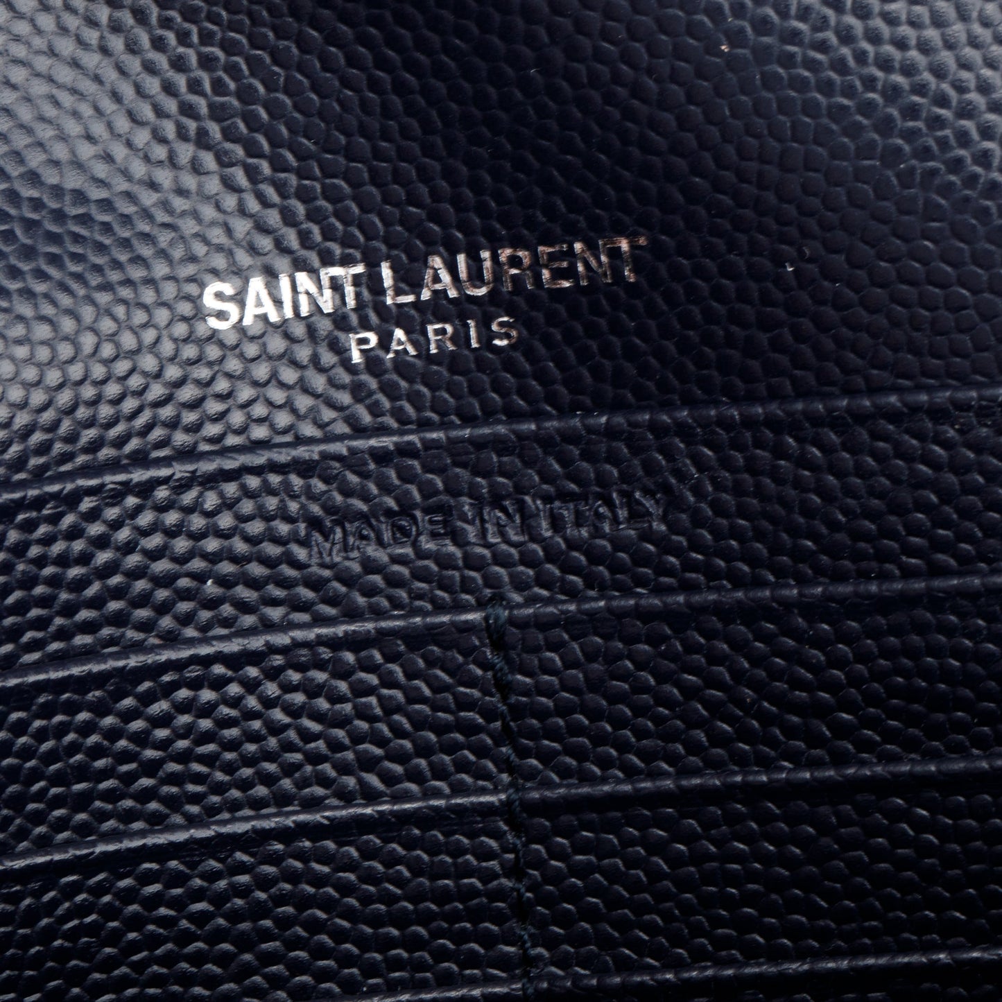 Saint Laurent Navy Grain De Poudre Leather Cassandre Envelope Chain Wallet