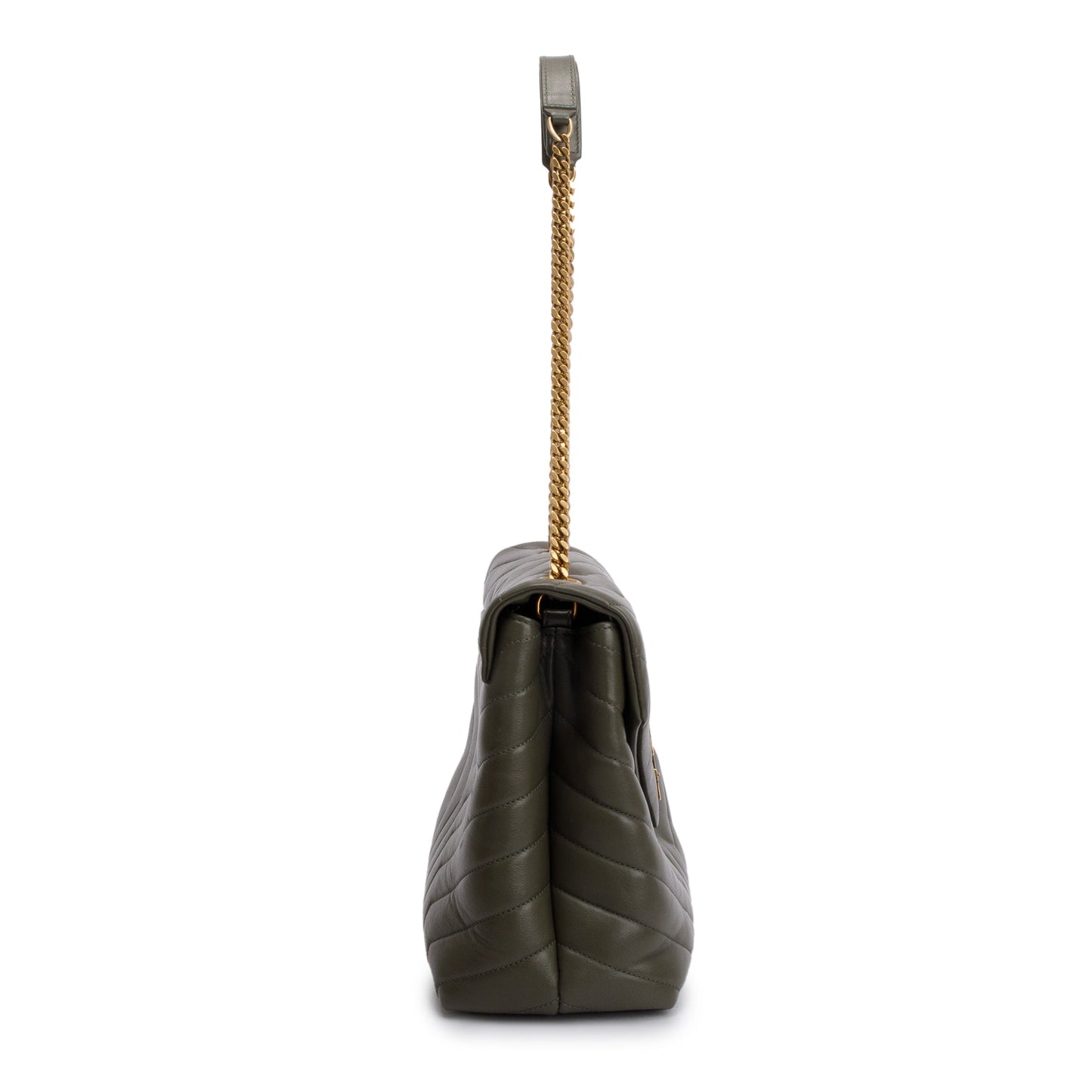 Saint Laurent Olive Green Quilted Leather Medium Loulou Monogram Shoulder Bag