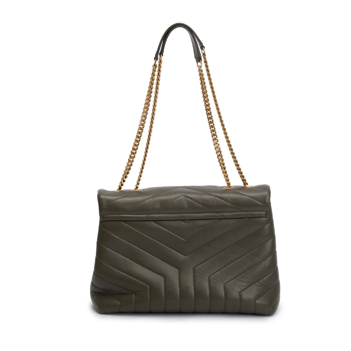 Saint Laurent Olive Green Quilted Leather Medium Loulou Monogram Shoulder Bag