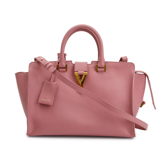 Saint Laurent Pink Calfskin Leather Small Cabas Tote Bag