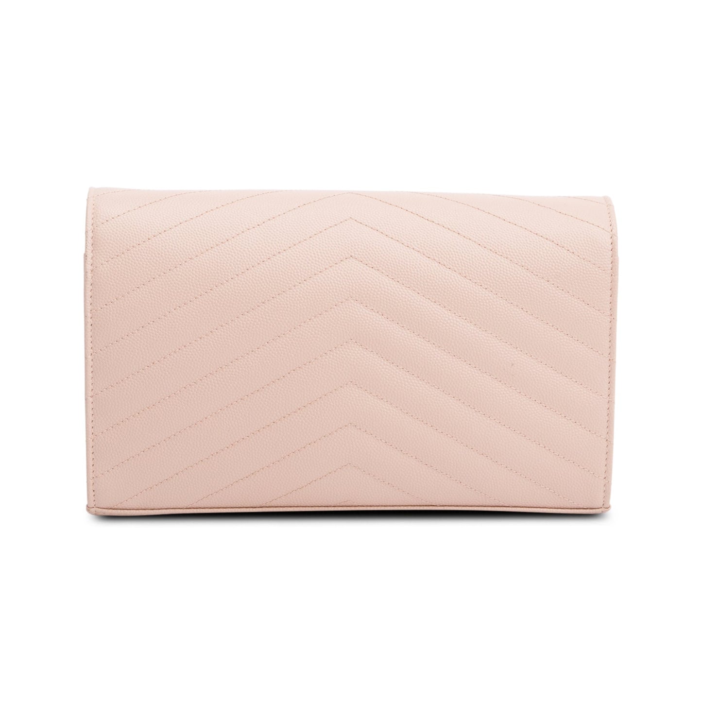 Saint Laurent Pink Grain De Poudre Leather Cassandre Envelope Chain Wallet
