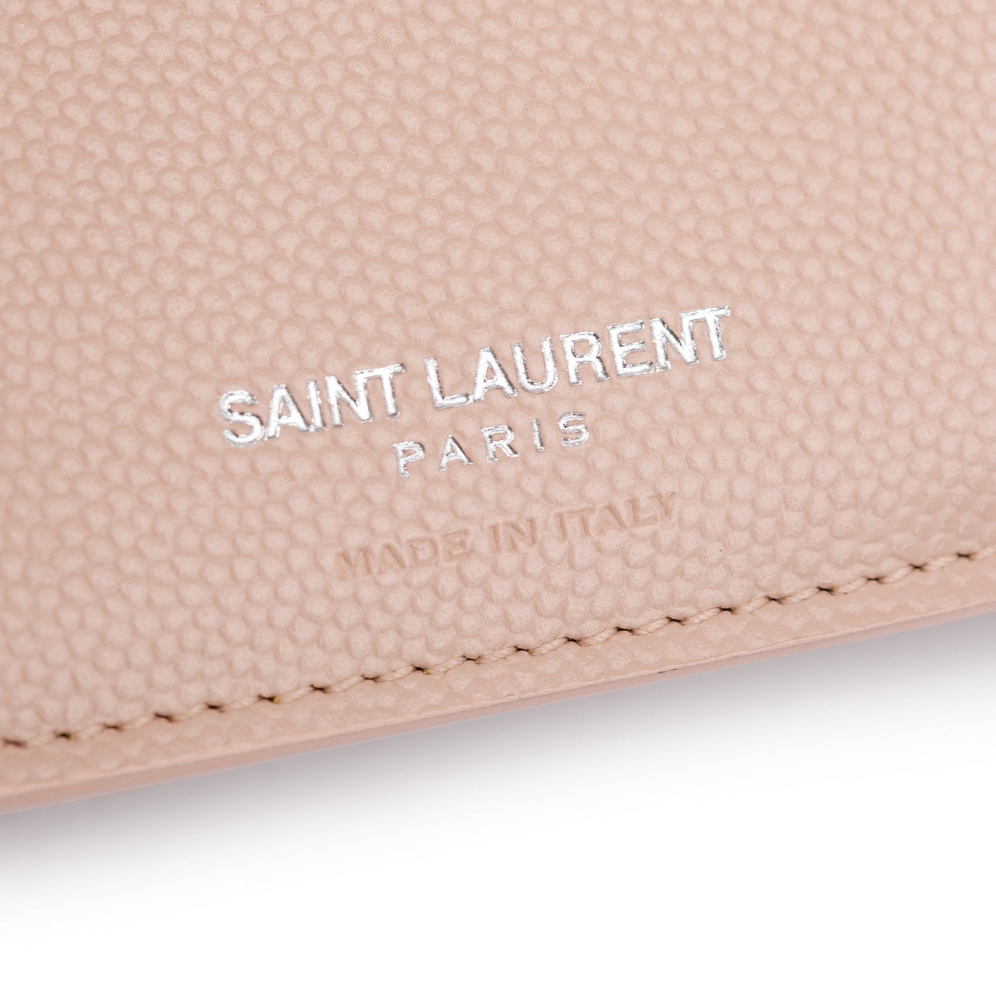 Saint Laurent Pink Grain de Poudre Leather Cassandre Matelasse Compact Tri-Fold Wallet
