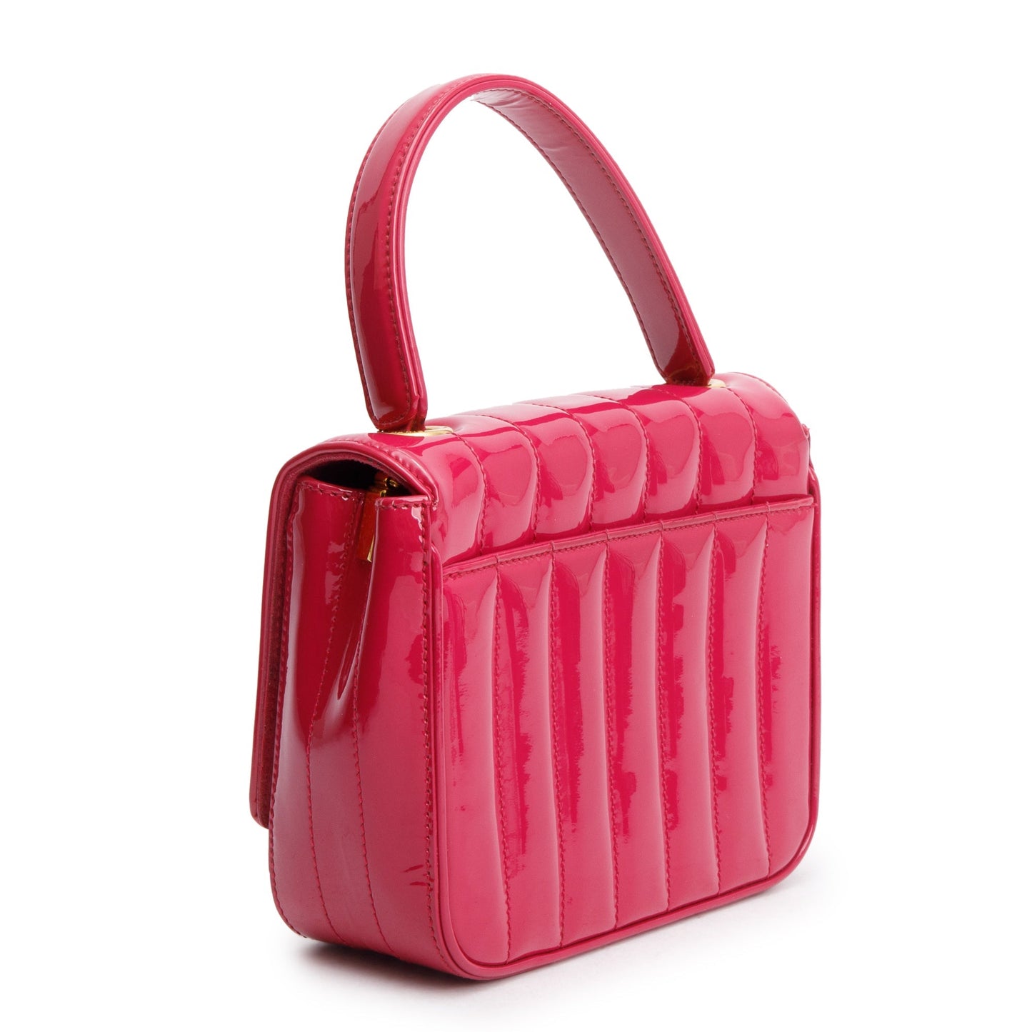 Saint Laurent Pink Patent Leather Small Monogram Vicky Chain Bag