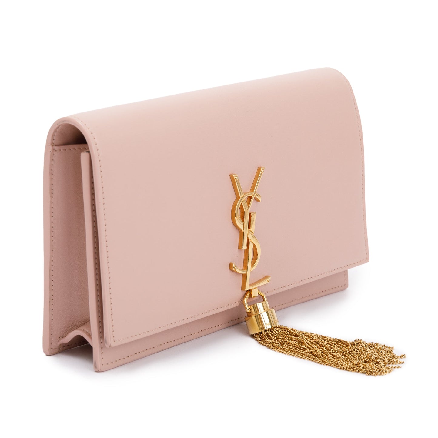 Saint Laurent Pink Smooth Calfskin Leather Small Classic Monogram Kate Tassel Chain Bag