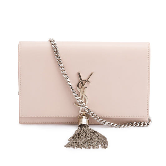 Saint Laurent Pink Smooth Leather Small Classic Monogram Kate Tassel Chain Bag