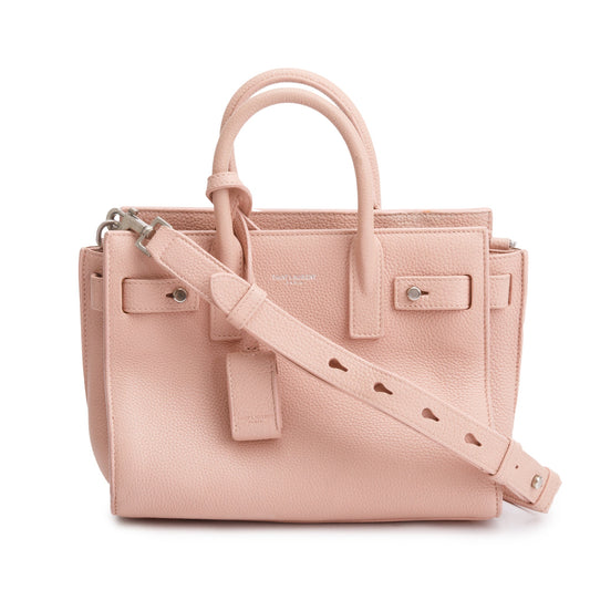 Saint Laurent Pink Supple Calfskin Leather Nano Sac De Jour