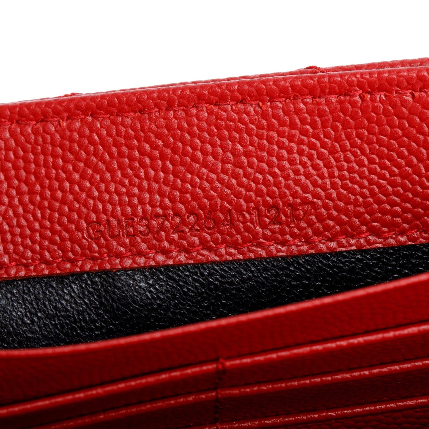 Saint Laurent Red Grain De Poudre Cassandre Matelasse Large Flap Wallet