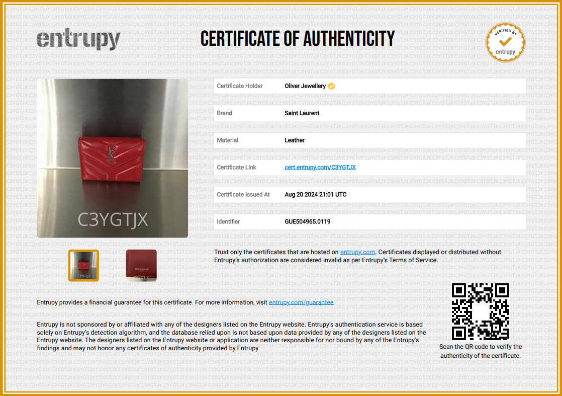 Saint Laurent Red Leather Compact Loulou Wallet