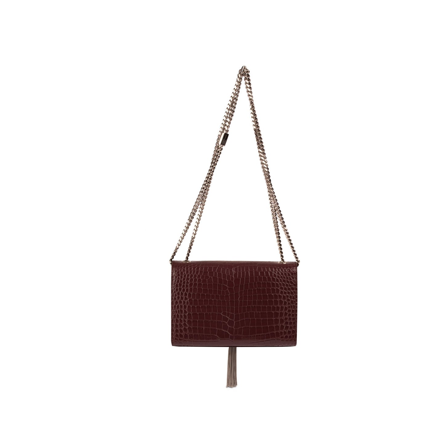 Saint Laurent Small Croc-Embossed Kate Tassel Chain Bag