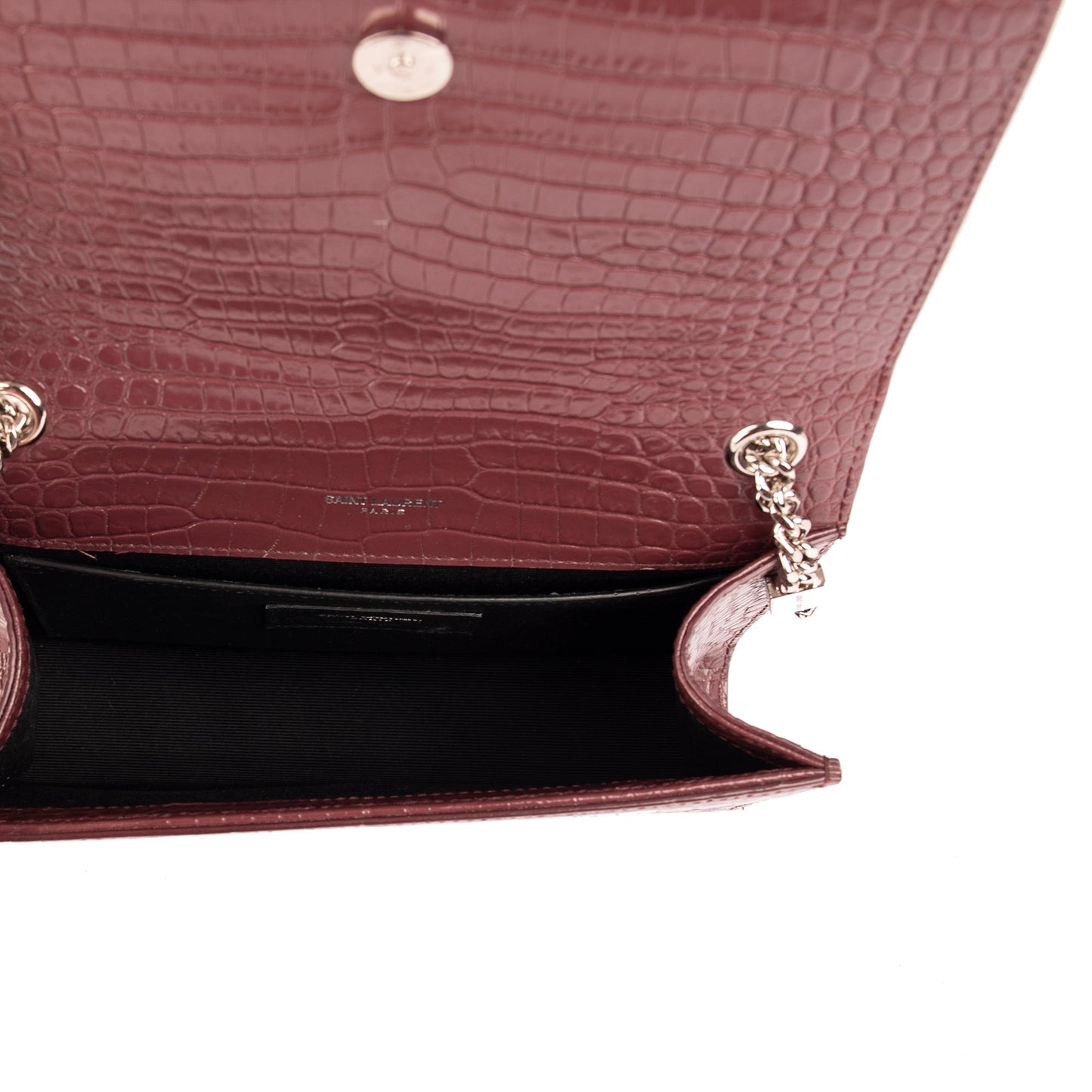 Saint Laurent Small Croc-Embossed Kate Tassel Chain Bag