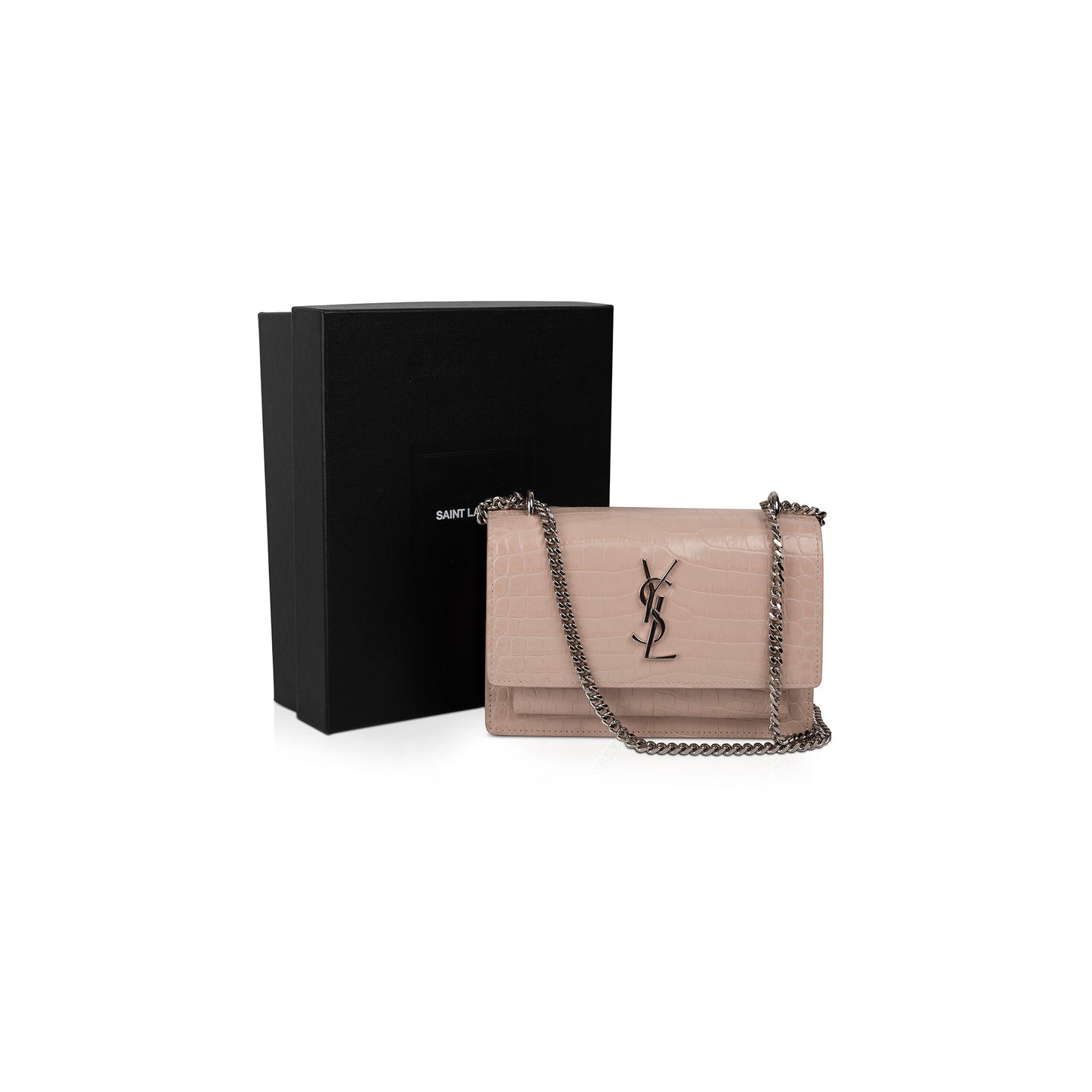 Saint Laurent Small Crocodile Embossed Sunset Bag