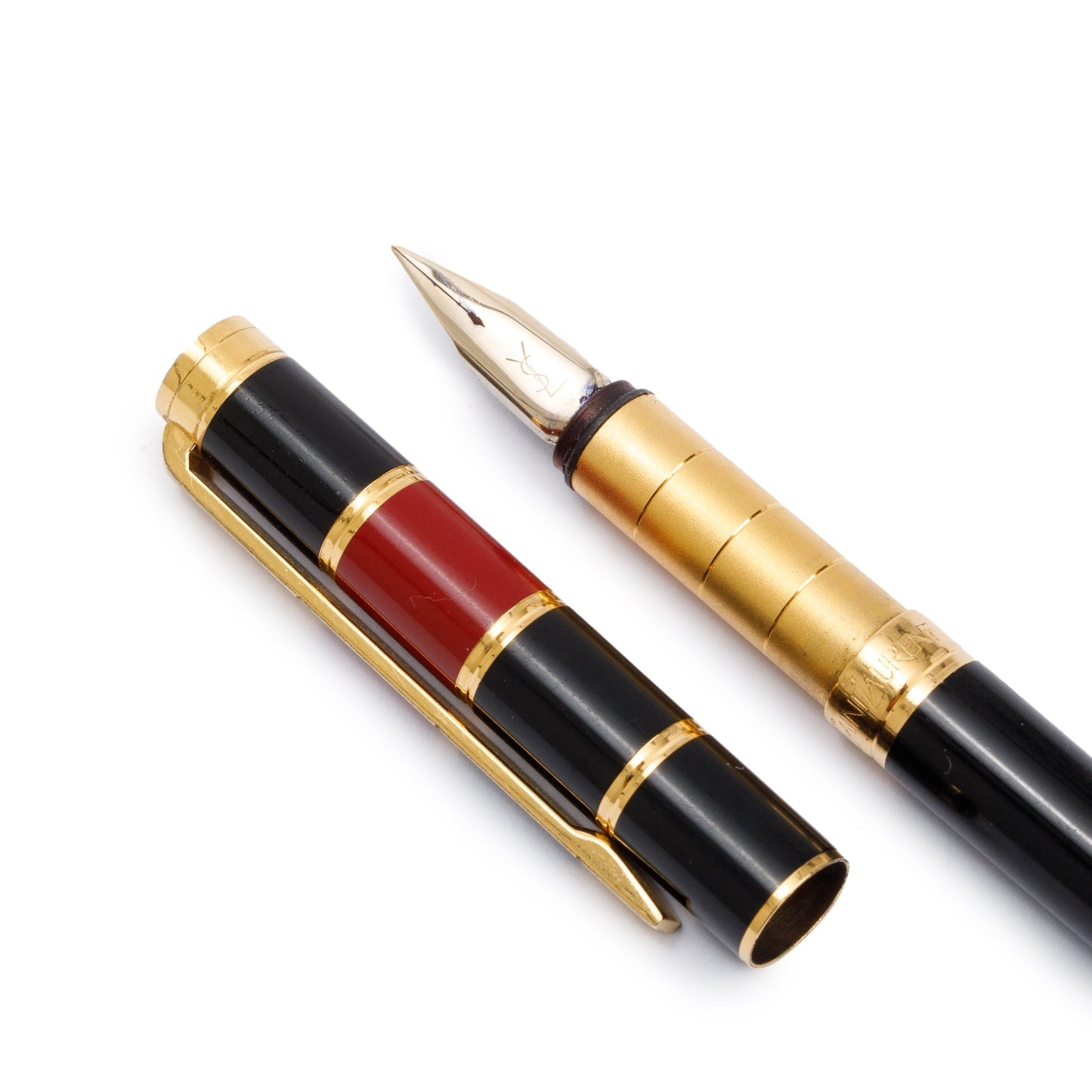 Saint Laurent Vintage Gold-Tone Black Lacquer Opium Fontain Pen
