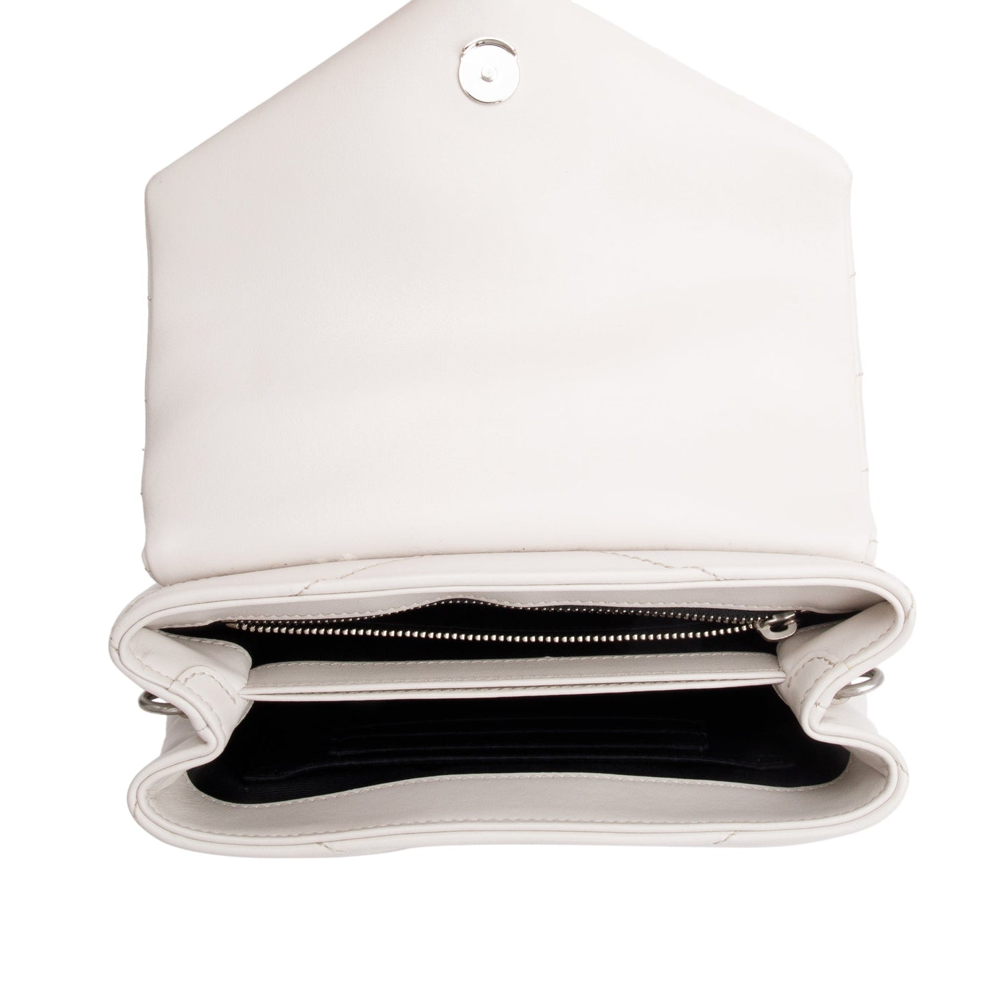 Saint Laurent White Monogram Matelasse Toy Loulou Crossbody Bag