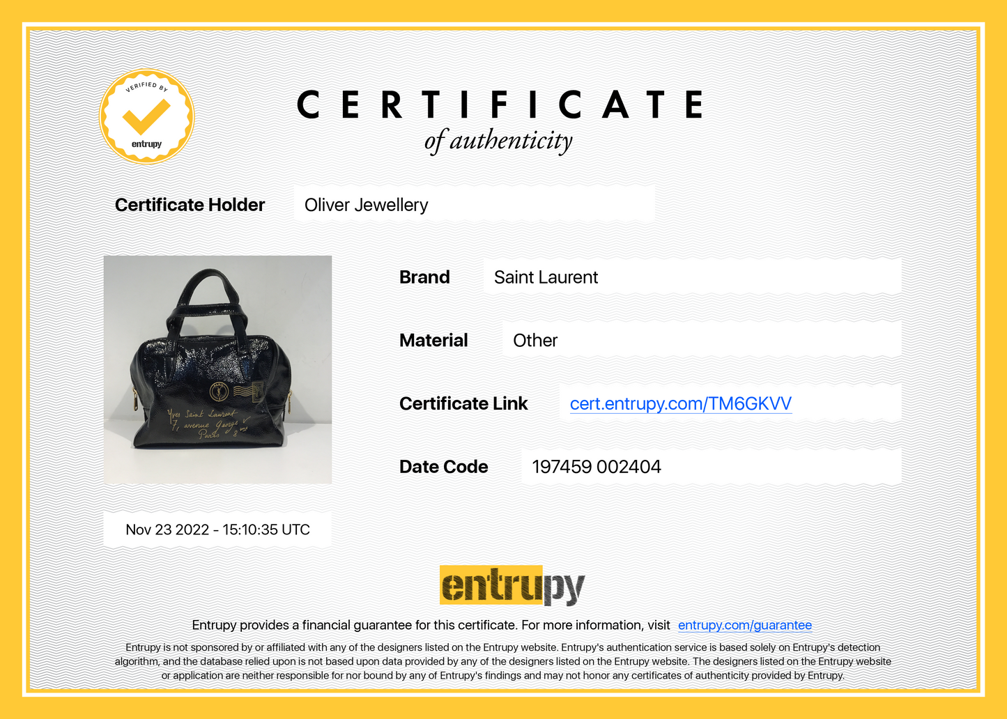 Saint Laurent Y Mail Patent Leather Handle Bag