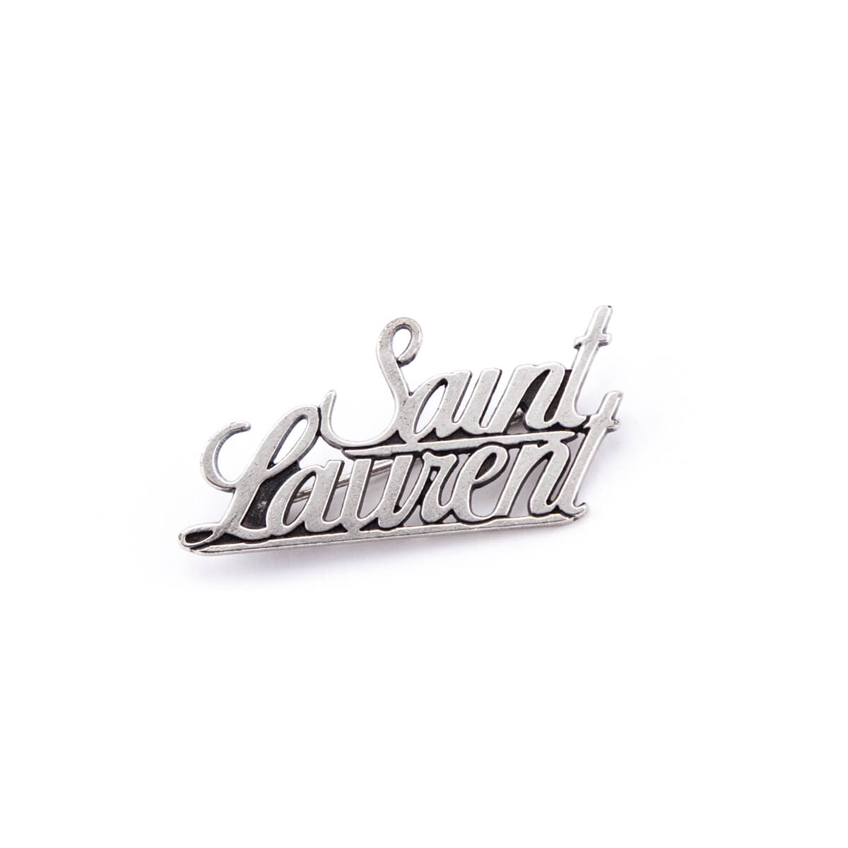 Saint Laurent Aged Brass Logo Brooch