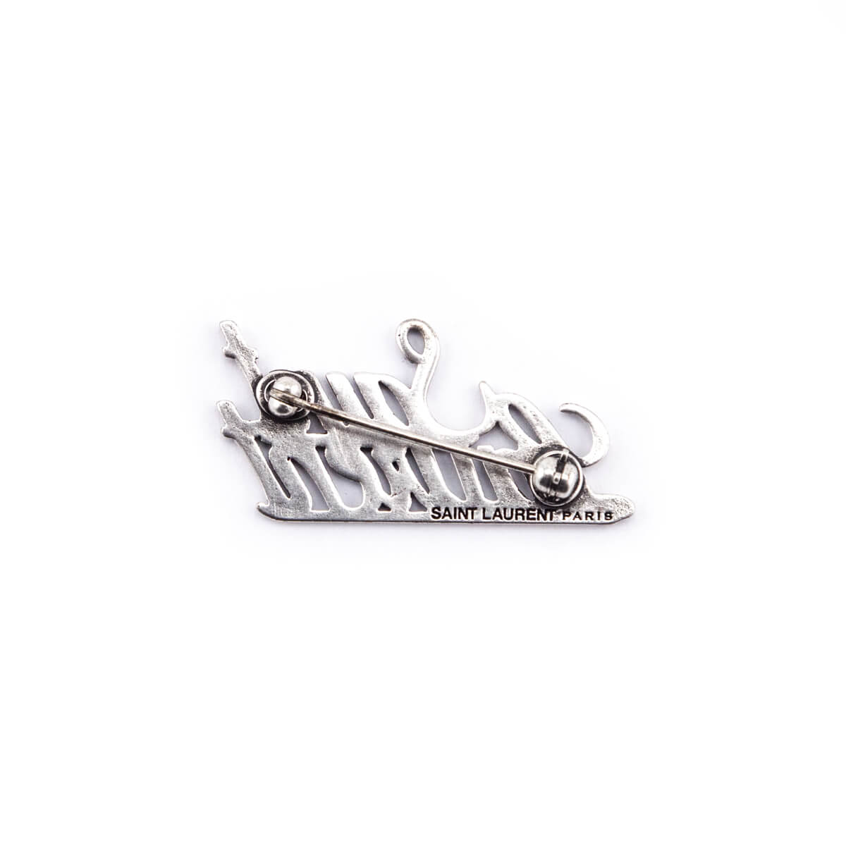 Saint Laurent Aged Brass Logo Brooch