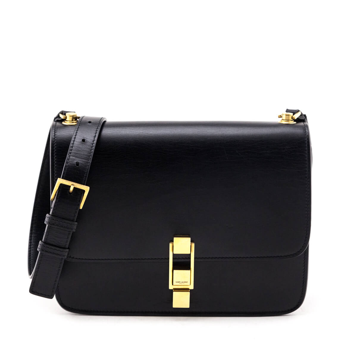 Luxury Saint Laurent Trending 2025 Black Box Calfskin Le Carre Shoulder Bag
