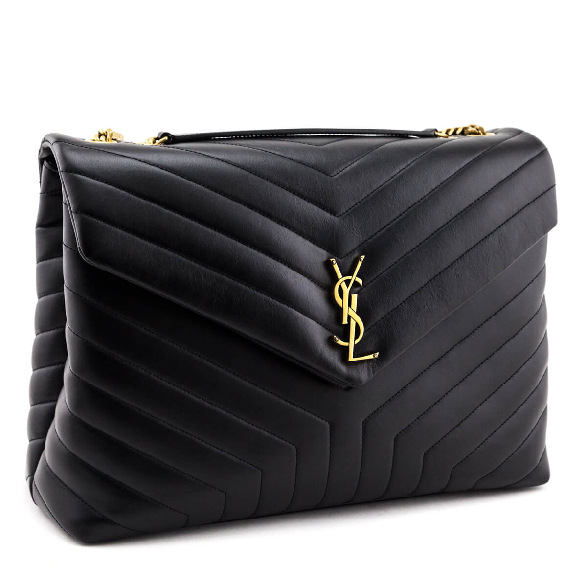 Luxury Saint Laurent Trending 2026 Black Calfskin Matelasse Large Loulou Monogram Chain Satchel