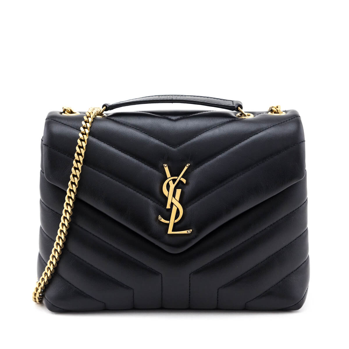Luxury Saint Laurent Trending 2025 Black Calfskin Y Quilted Monogram Small Loulou Chain Satchel