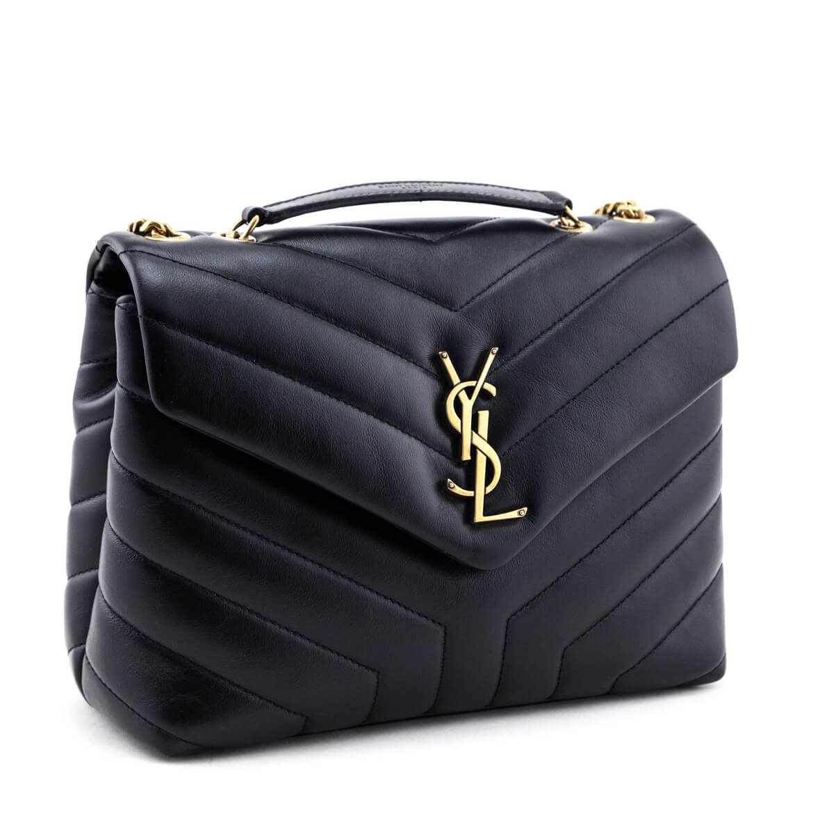 Luxury Saint Laurent Trending 2025 Black Calfskin Y Quilted Monogram Small Loulou Chain Satchel