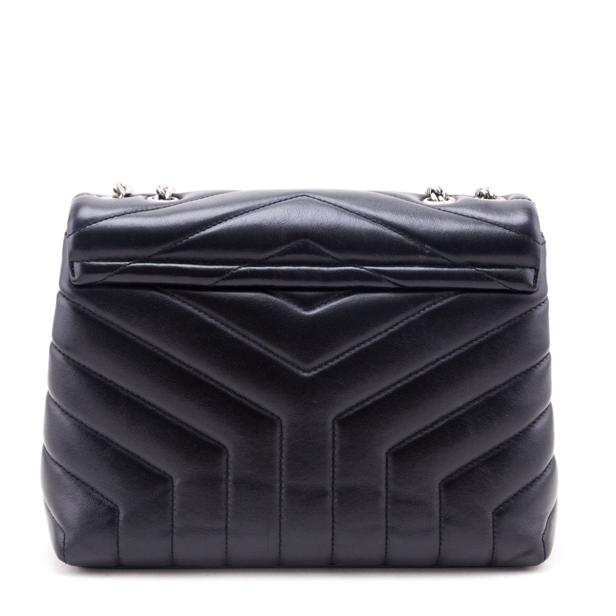 Saint Laurent Black Calfskin Y Quilted Monogram Small Loulou Chain Satchel