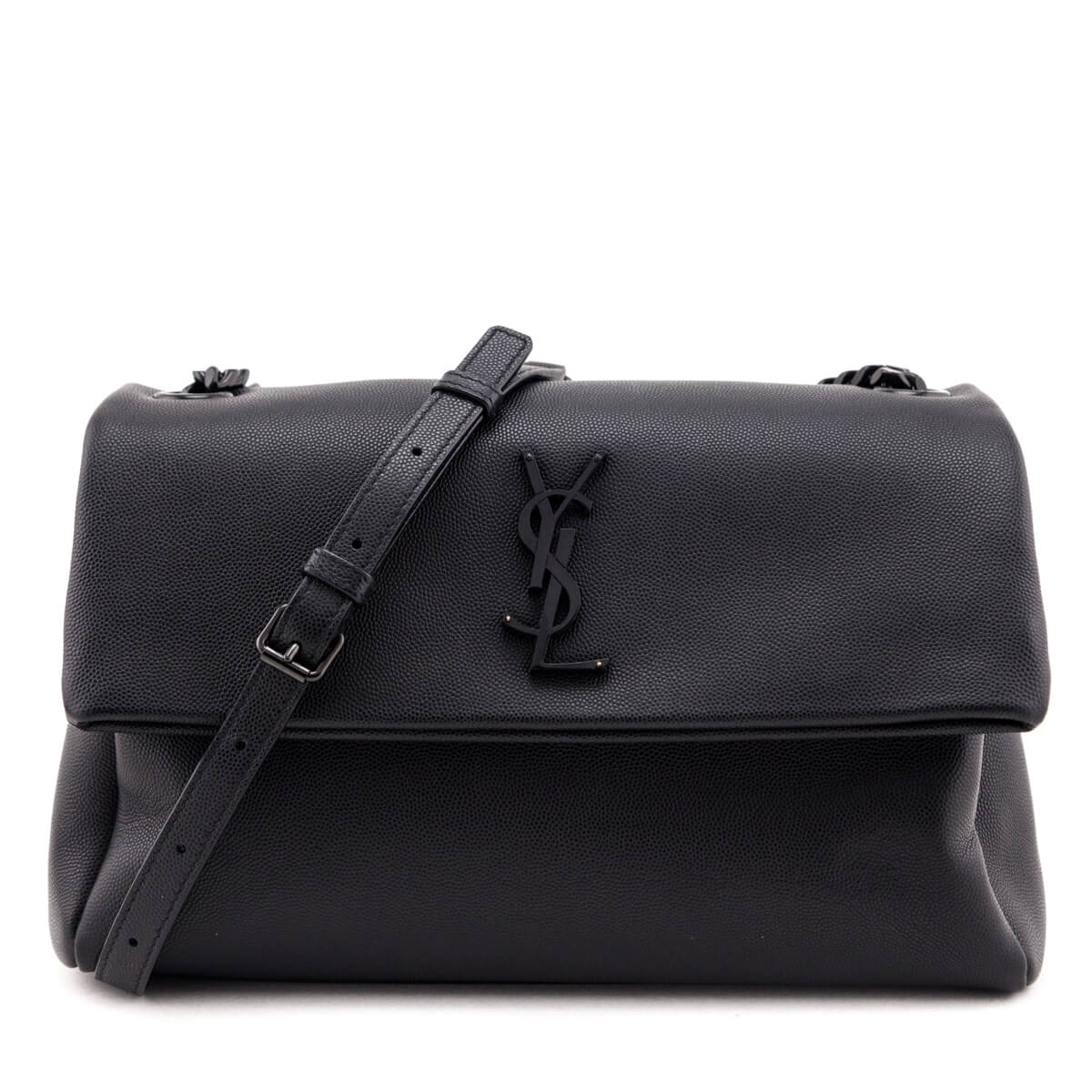 Luxury Saint Laurent Trending 2026 Black Grain De Poudre Medium West Hollywood Monogram Fold-Over Bag
