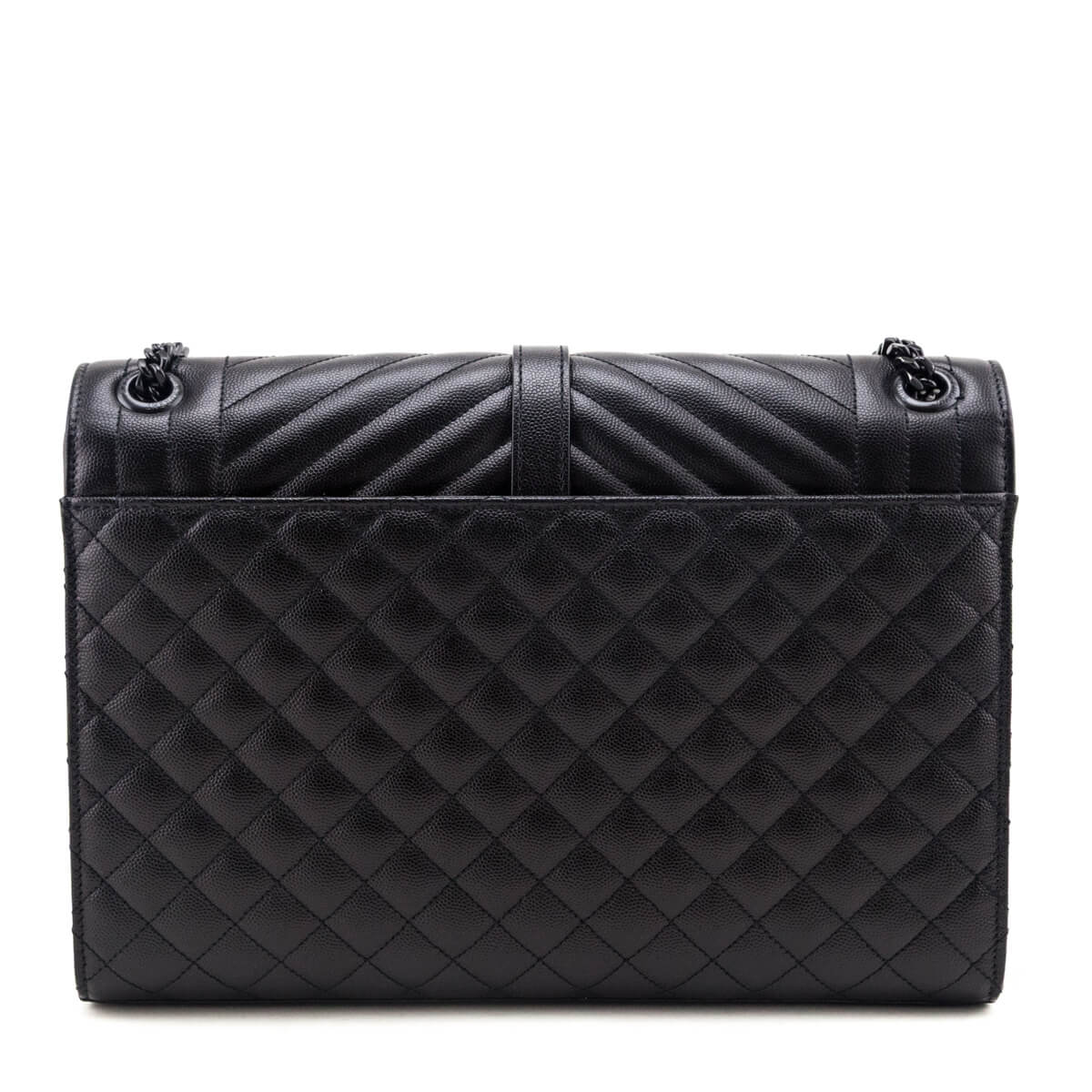 Saint Laurent Black Grain de Poudre Mixed Matelasse Triquilt Large Monogram Satchel