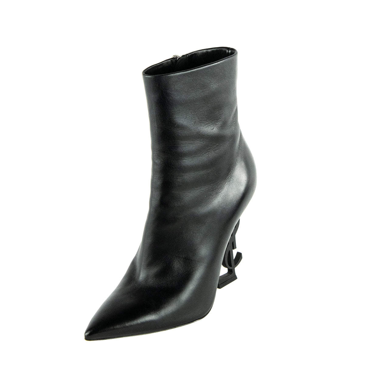 Saint Laurent Black Leather Opyum Ankle Boots Size US 6 | EU 36