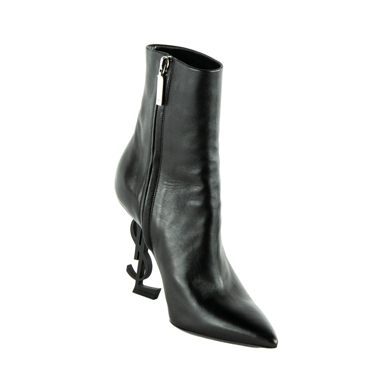 Saint Laurent Black Leather Opyum Ankle Boots Size US 6 | EU 36