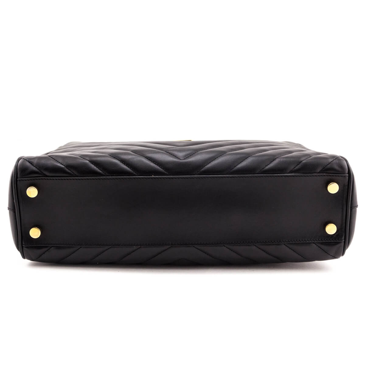 Saint Laurent Black Matelasse Chevron Large Shopping Bag