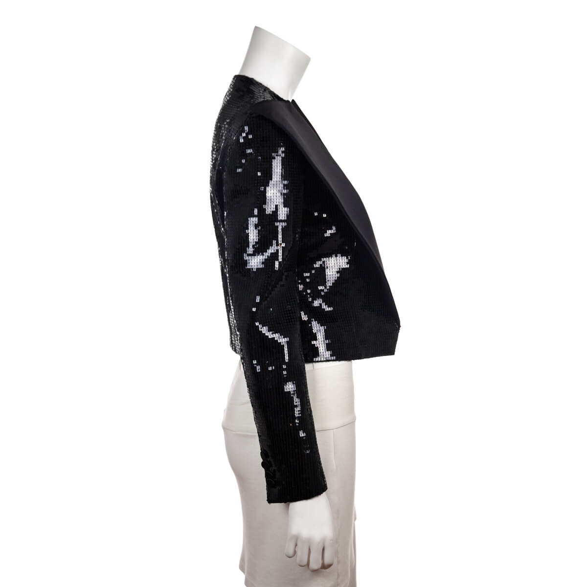 Saint Laurent Black Satin & Sequin Jacket Size M | FR 38