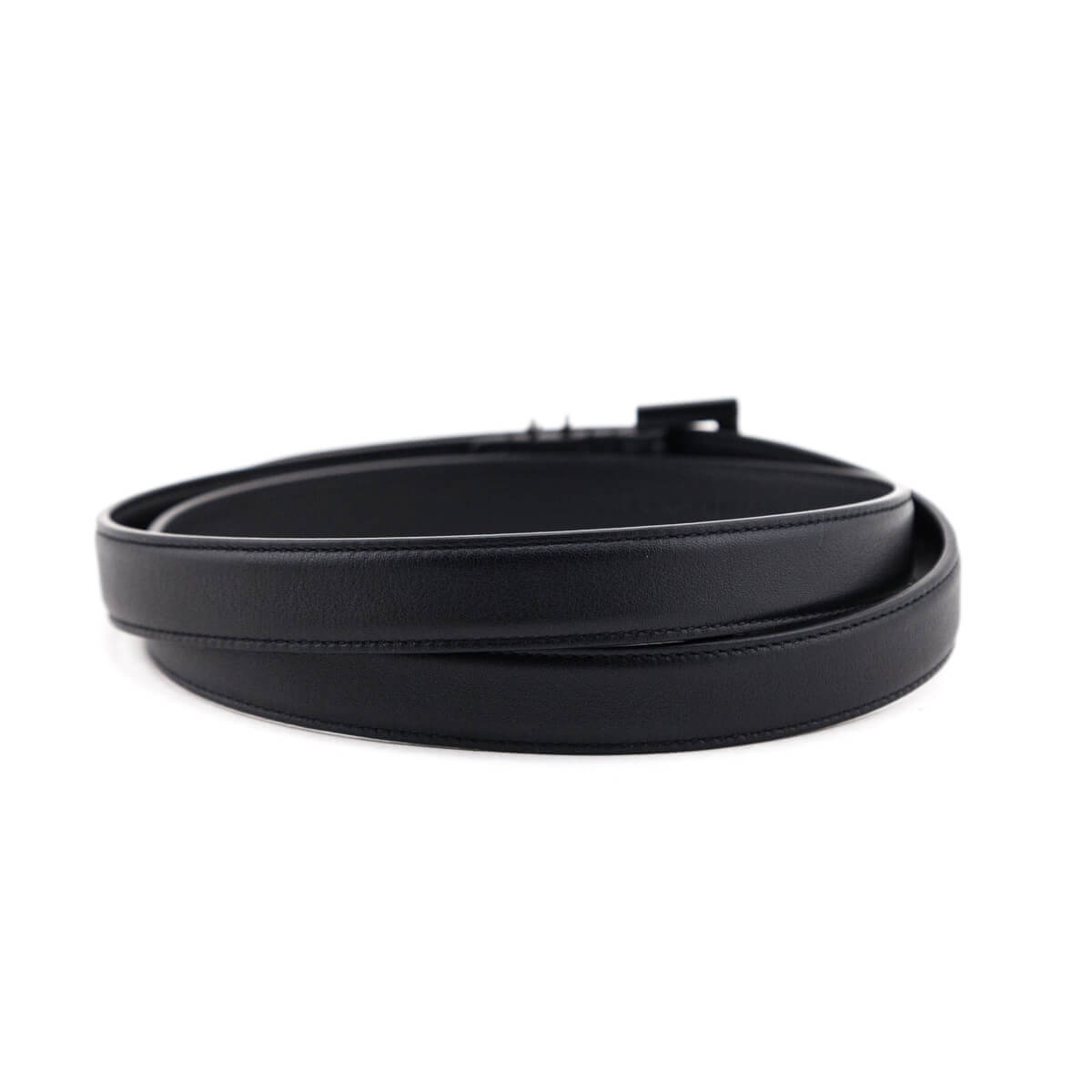 Luxury Saint Laurent Trending 2025 Black Cassandre Thin Belt Size L