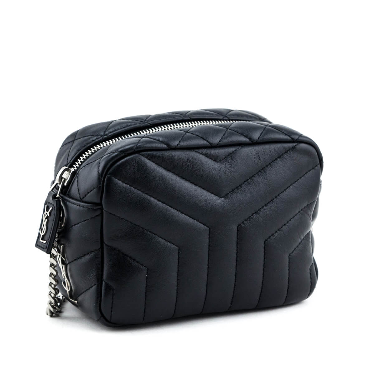 Luxury Saint Laurent Trending 2025 Black Y Quilted Leather Mini LouLou Bowling Bag