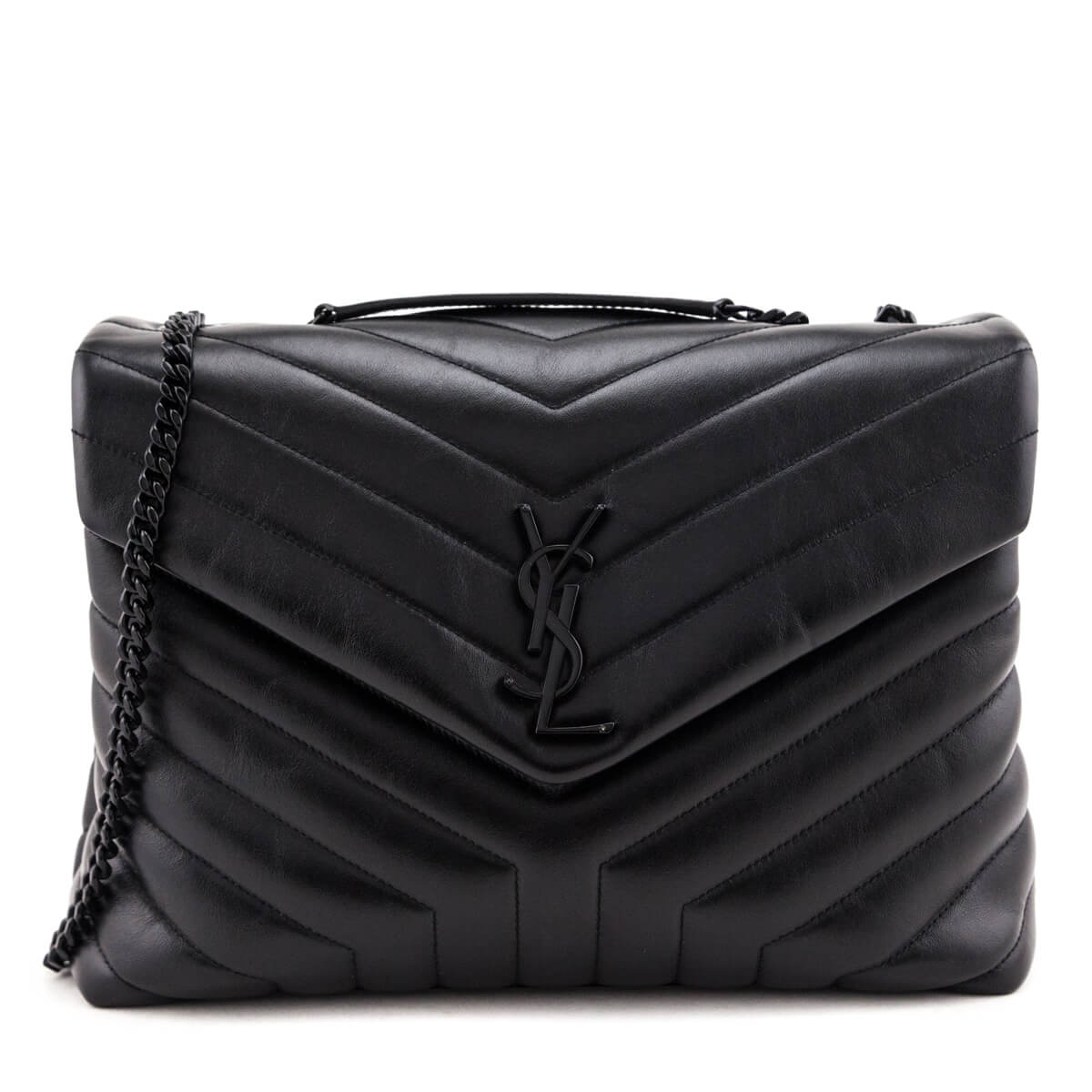 Luxury Saint Laurent Trending 2025 Black Y Quilted Leather Monogram Medium Loulou Chain Satchel