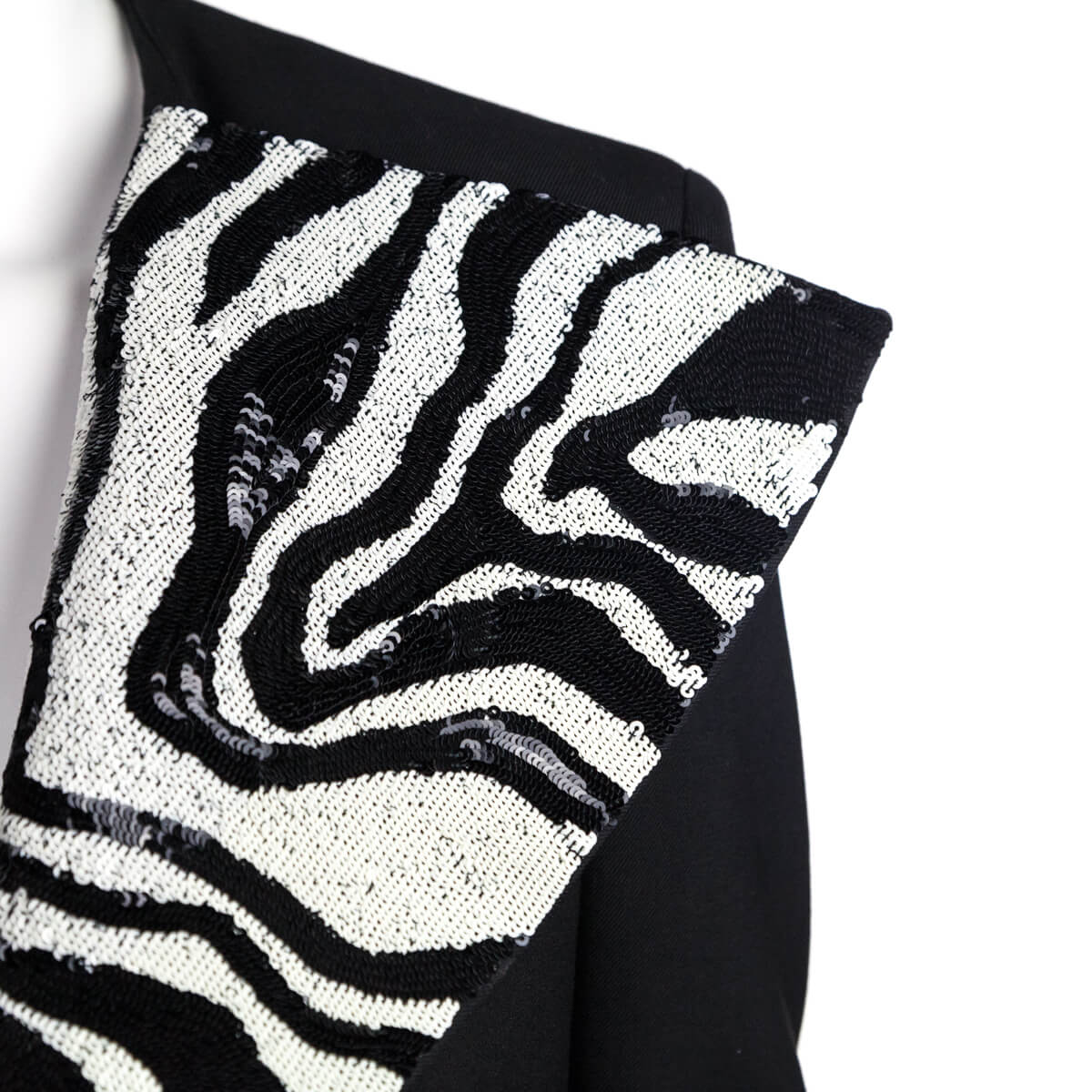 Saint Laurent Black & White Zebra Sequin Jacket Size M | FR 38